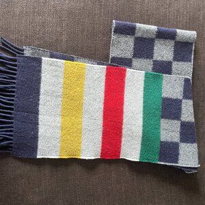 Hudson's Bay HBC x Johnstons of Elgin Plaid & Multistripe Lambswool Scarf